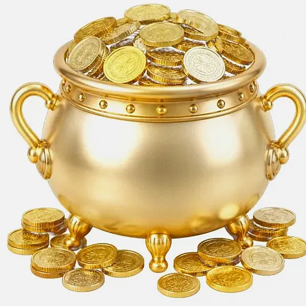 Coin-filled cauldron — Lucky Mister