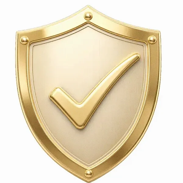 Checkmark shield — Lucky Mister