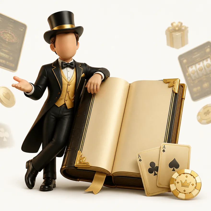 Open rulebook with cards — Lucky Mister